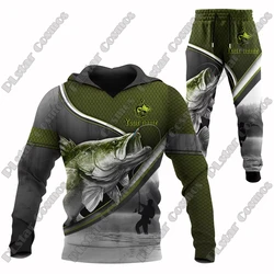 TZ-04 Pesca Walleye 3D Personalizado - Sudadera Pantalón Otoño