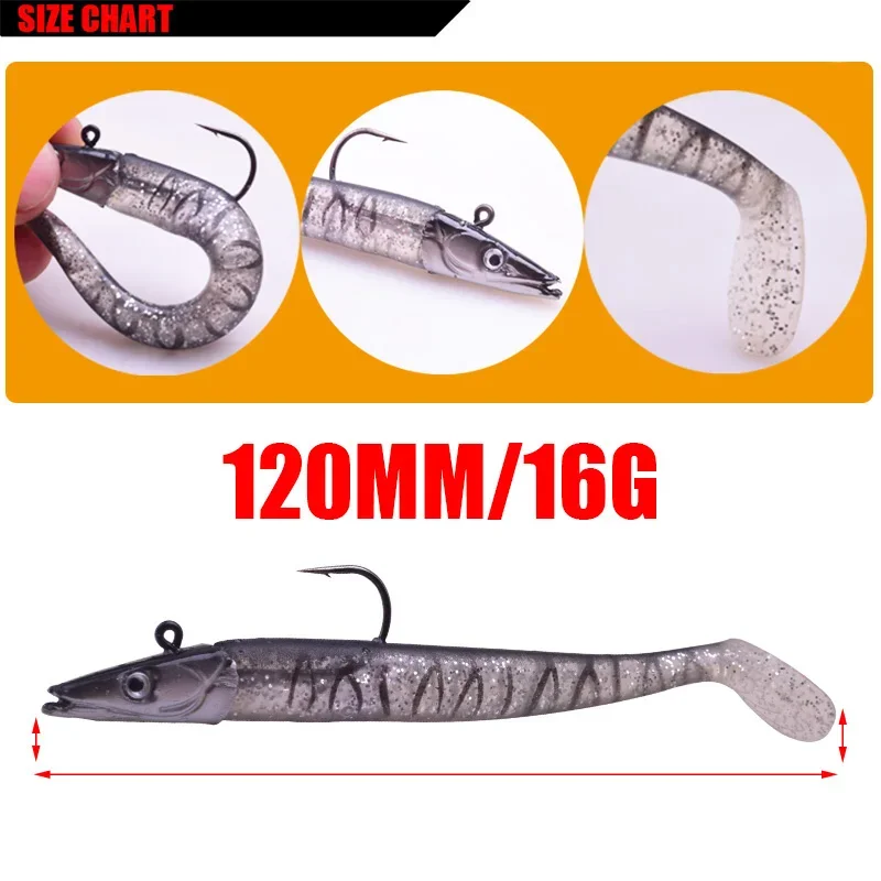 Señuelo de pesca hundido con cabeza de pez, 11cm, 16g, agua salada, Natural, vivo, cuerpo vivo, Jigging, cebo suave, 1 ud. - imagen 2