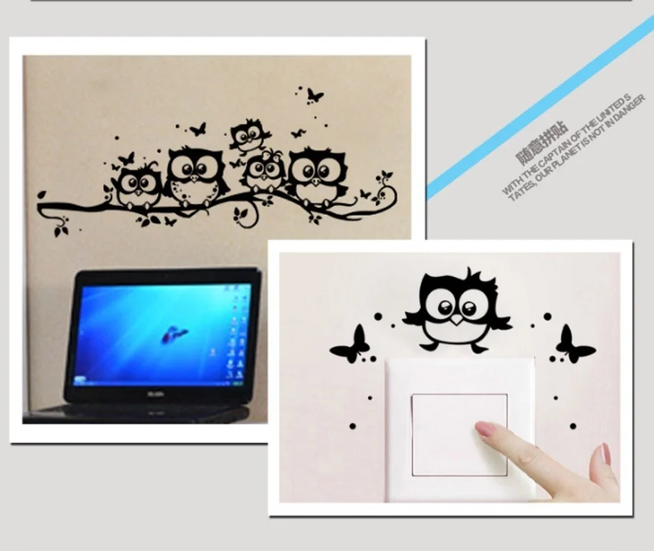 Adhesivo de pared de búhos, árbol, animales, dormitorio, búho, mariposa, decoración del hogar, sala de estar, mariposa para habitaciones de niños - imagen 5