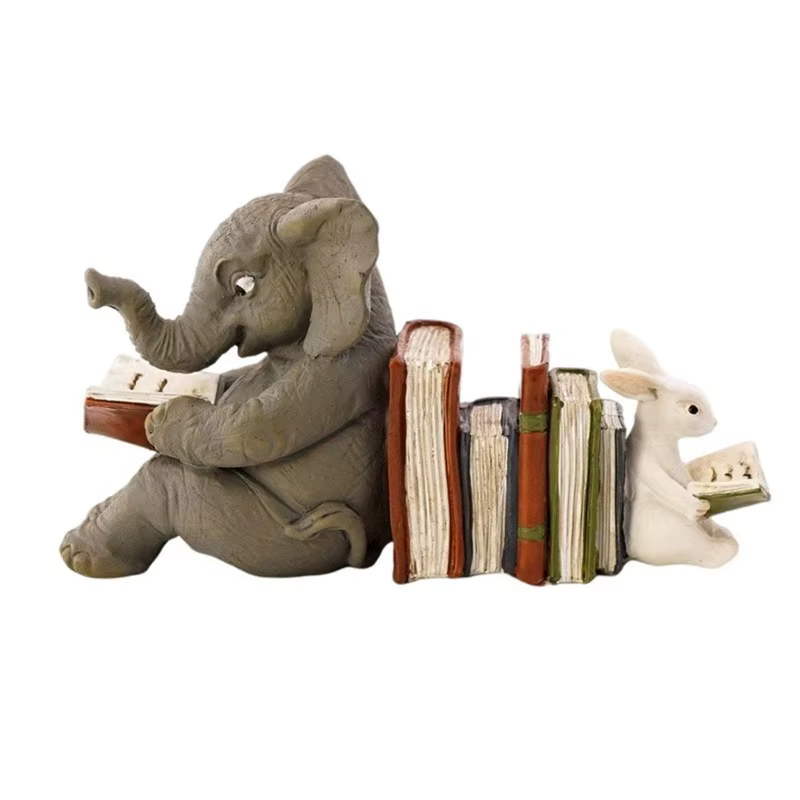 Sujetalibros elefante y conejo de resina – Decoración para lectura - imagen 5