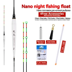 Flotador nano compuesto con tubo y colas luminosas para pesca