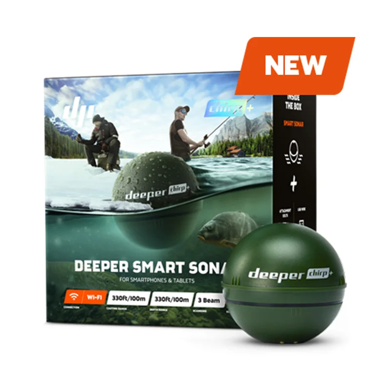 Deeper Smart Sonar CHIRP+ - 100m Detection Fish Finder, 3 Beam Angles USB-C Rechargeable for Fishing