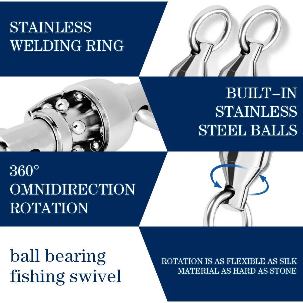 Hebilla de anillo giratorio de rodamiento soldado de doble cabeza, conector de objeto grande, acero inoxidable, anillo en forma de 8, accesorios de equipo de pesca, 10 piezas - imagen 3