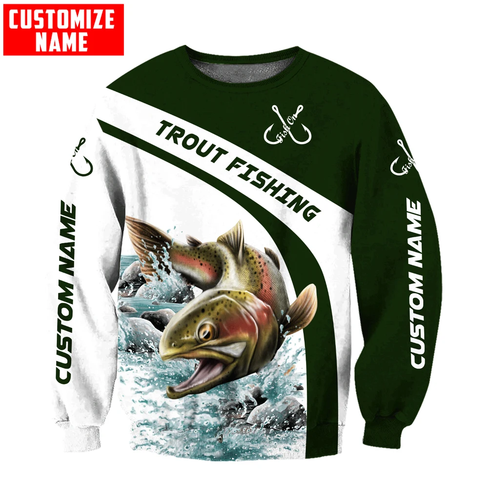 Sudadera pesca trucha 3D KJ881 – Personalizada capucha cremallera - imagen 4