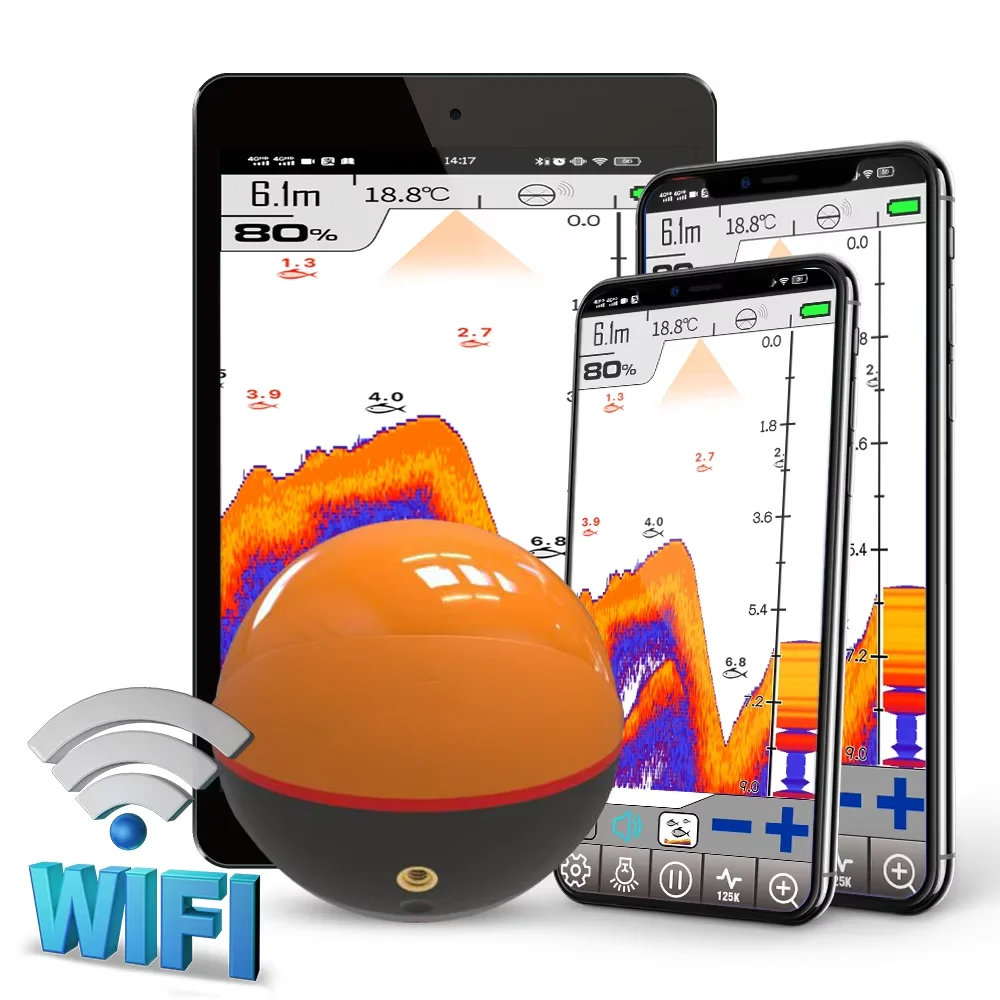 Erchang F68 WiFi buscador de peces 100M de distancia 60M de profundidad pesca inalámbrica adecuada para iOS y Android Detector de eco pesca en el océano - imagen 3