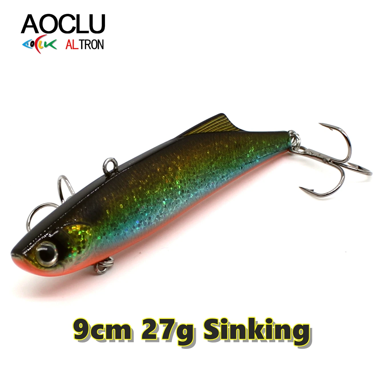 AOCLU Wobbler Super calidad hundimiento VIB vibración 90mm 27g cebo duro señuelo de pesca lubina agua dulce y sal anzuelos VMC fundición larga