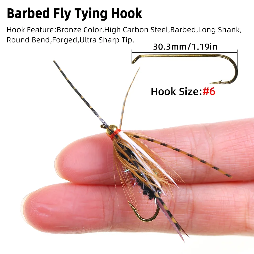 Wifreo 6 piezas # 6 cabeza de cuentas de latón patas de goma Príncipe Ninfa de hundimiento rápido ninfas húmedas Stonefly trucha salmón Steelhead Señuelos de pesca - imagen 4