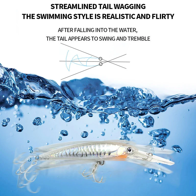 Señuelo buceo profundo Minnow cebo duro para trolling lubina y agua salada - imagen 5