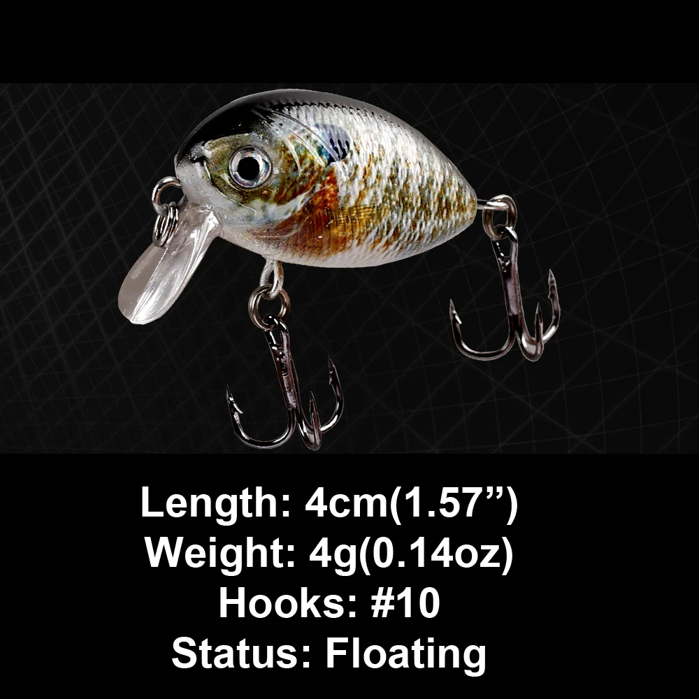 5 unids/set Mini Señuelos de Pesca con manivela 4cm 4g Micro flotador Crankbaits Wobbler señuelo de pesca 1,57 "duro Artificial Minnow aparejos de lubina - imagen 2