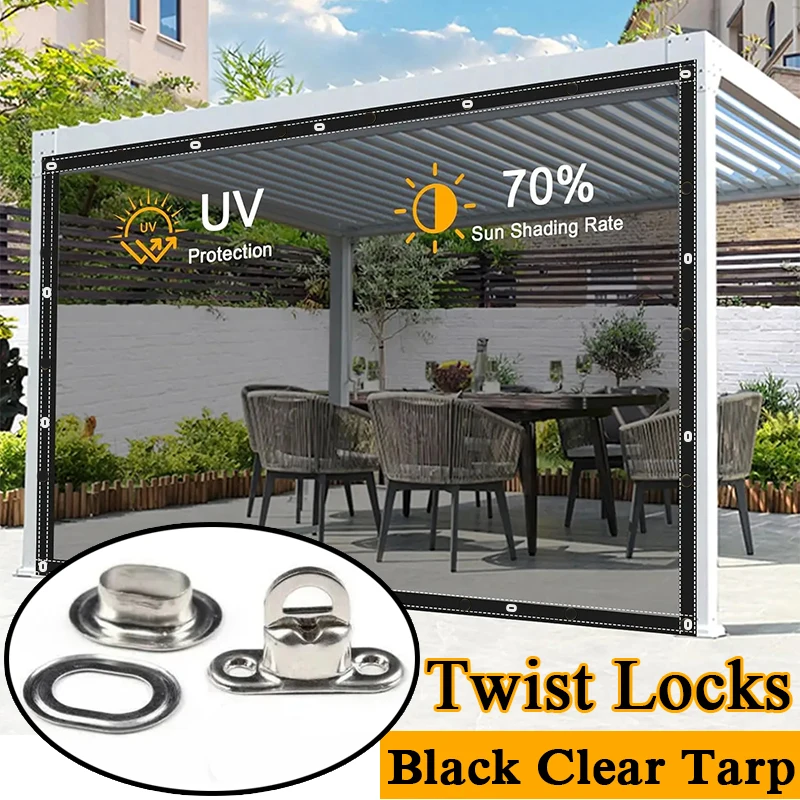 Lona opaca para pérgola exterior – Cortina antisol con cerraduras giratorias