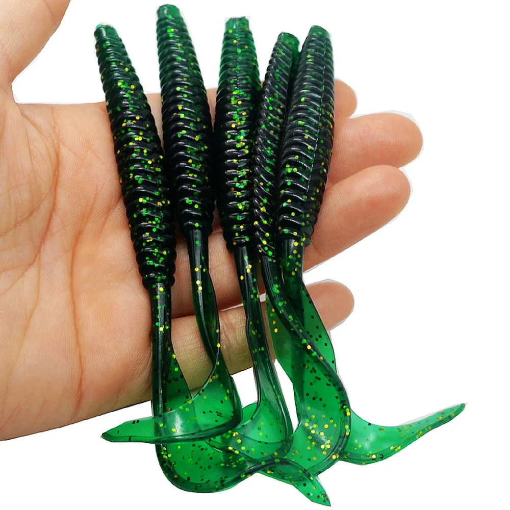 Señuelo de pesca de cola larga y rizada, cebo suave de 130mm y 6g, Swimbait de silicona Artificial, Jigging Wobblers para Lucio - imagen 4