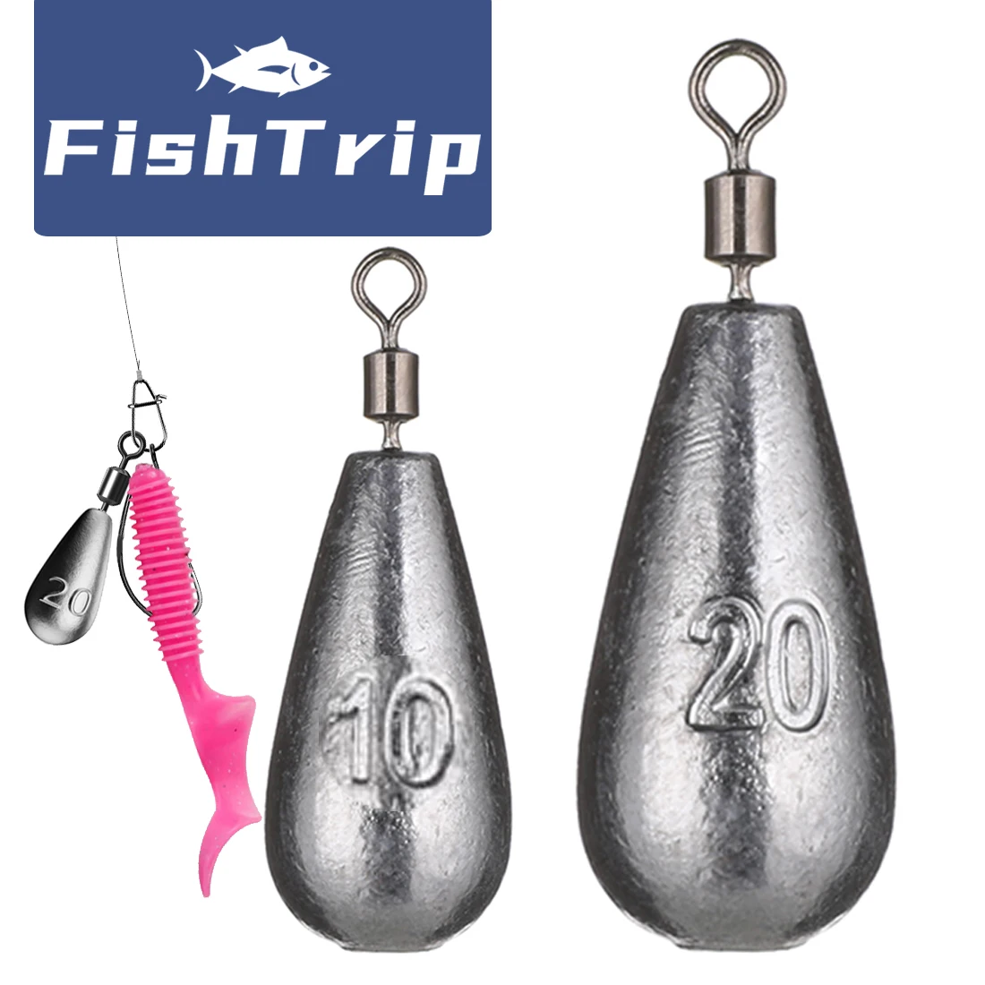 FishTrip-pesos de pesca con plomos giratorios, 10 Uds., cables de pesca, lubina, bagre, fundición, tiro directo, para agua dulce y salada
