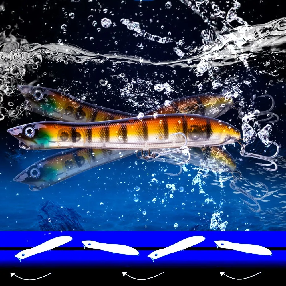 TSUYOKI Z-señuelos de pesca Popper con superficie Topwater para perros, anzuelo triple de 125mm y 17,5g, cebos flotantes con garra en Z, lápiz Artificial - imagen 4