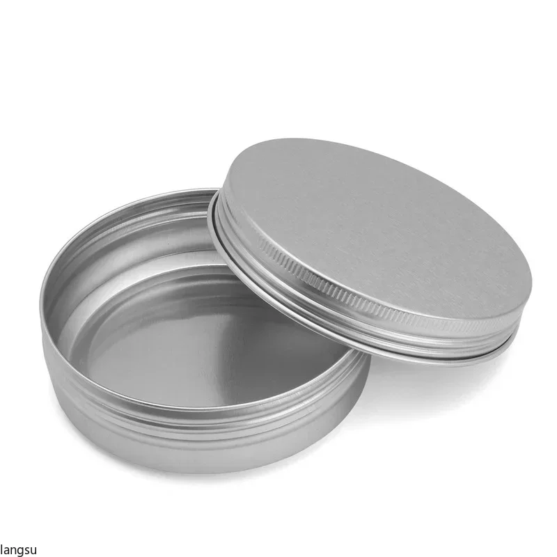 Latas vacías de aluminio plateadas, caja redonda de 5ml, 10ml, 15ml, 30ml, 50ml, 100ml, tapa superior con tornillo, almacenamiento de aceite de bálsamo labial y barba, lata vacía