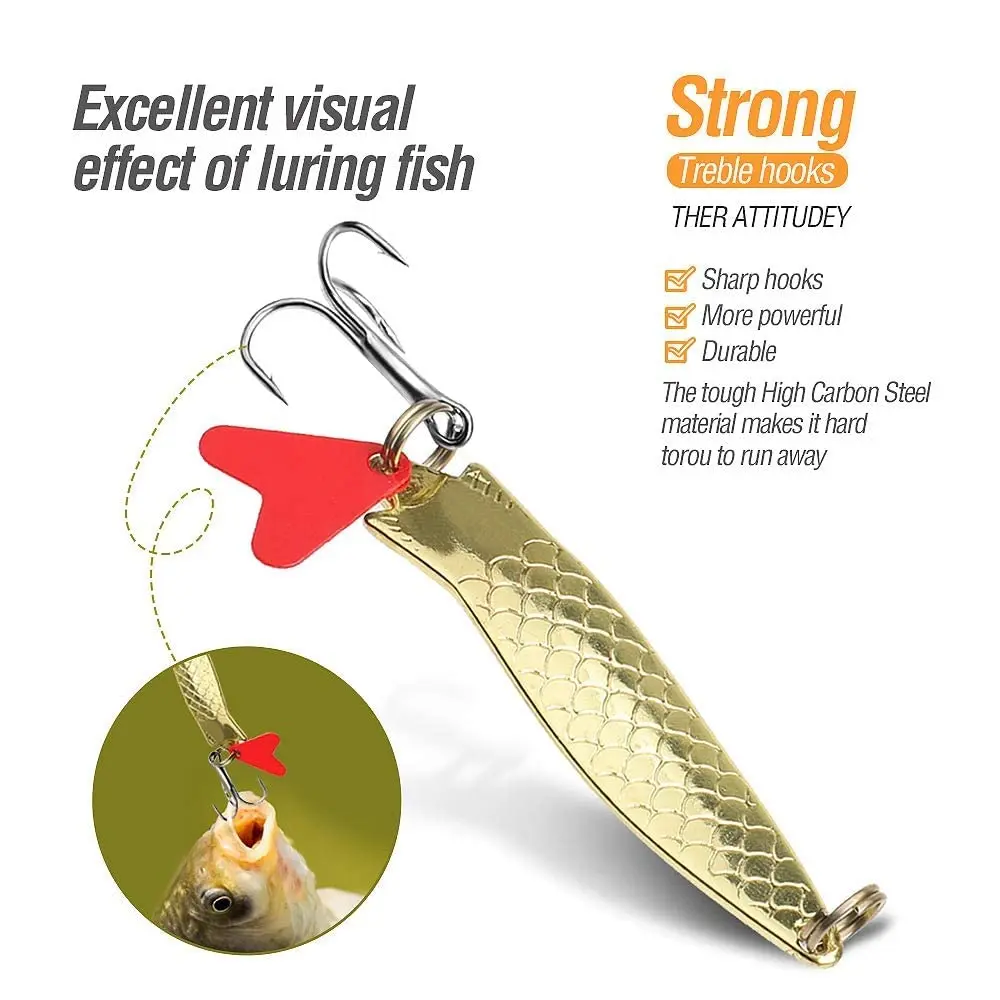 Juego de cebo de pesca con cuchara, anzuelo de pesca con cuchara de Metal, pesca en agua de mar, cebo giratorio de acero inoxidable, adecuado para salmón y perca, 21 Uds. - imagen 5