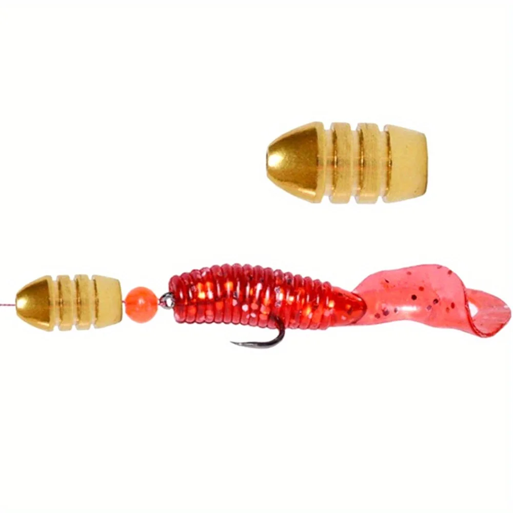 Juego de plomos de pesca de cobre, 5 tamaños, pesos 1,8-10g, 21 Uds., superficie lisa que reduce la resistencia, plomo para aparejos de pesca de lubina