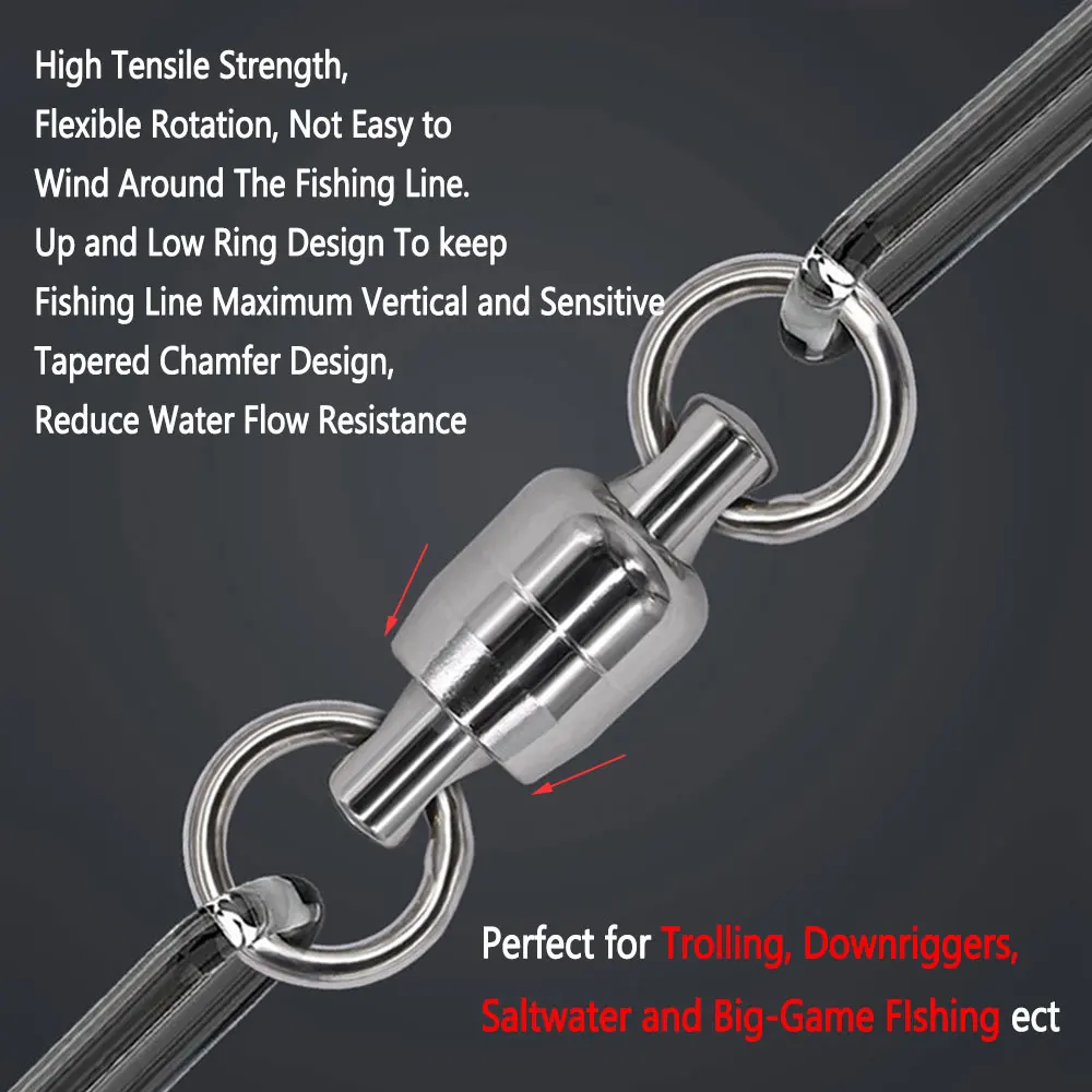Bimoo-Anillo giratorio de rodamiento de bolas de acero inoxidable, Conector de pesca de agua dulce y salada, señuelo de cebo para curricán, 3 unidades - imagen 4