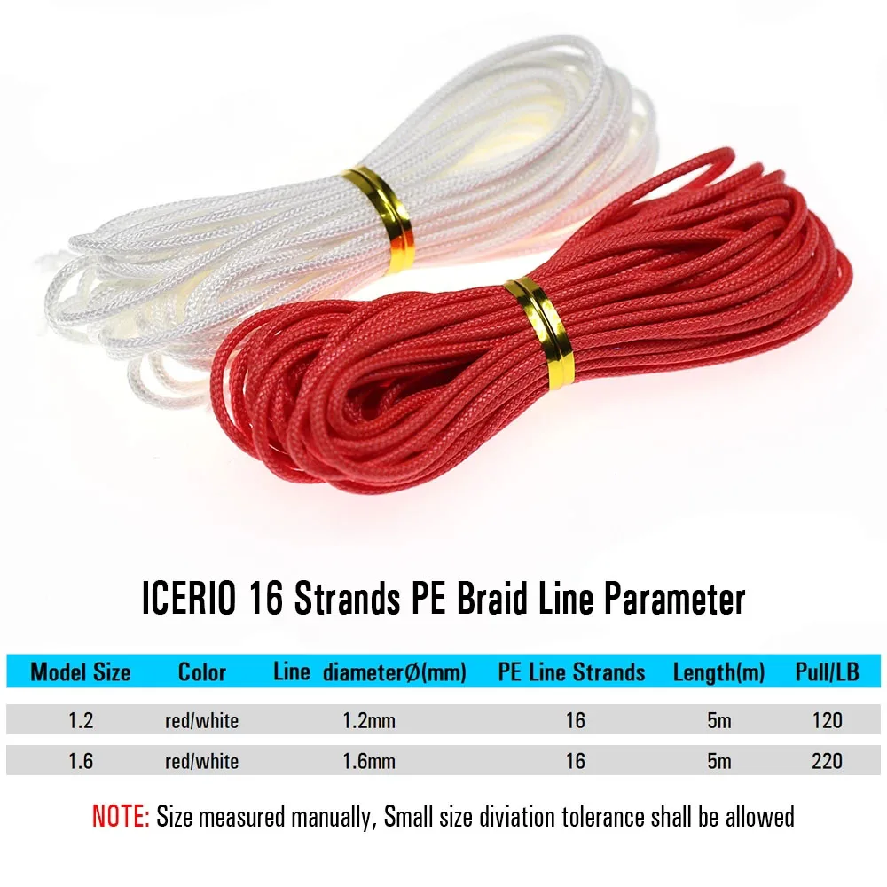 ICERIO 5m 16 hebras UHMWPE fibra PE trenzado línea de pesca ayuda anzuelo líder conexión cuerda señuelos Accesorios - imagen 2