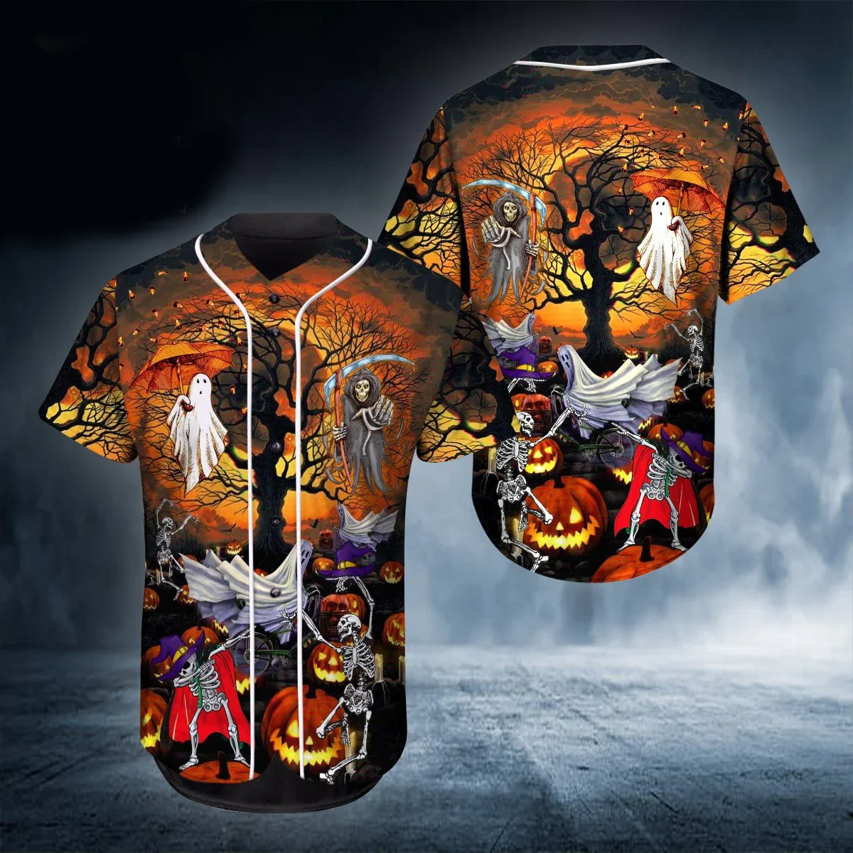 PLstar Cosmos Happy Halloween Skull 3D completamente impreso camisas Jersey de béisbol camisa de béisbol para hombre amor cráneo regalo BQS03 - imagen 3