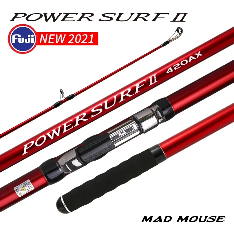 2023 nuevo modelo MADMOUSE POWER SURF II 4,20 M AX/BX piezas completas Fuji 46T alto carbono 3 secciones varillas de fundición de Surf color negro/rojo