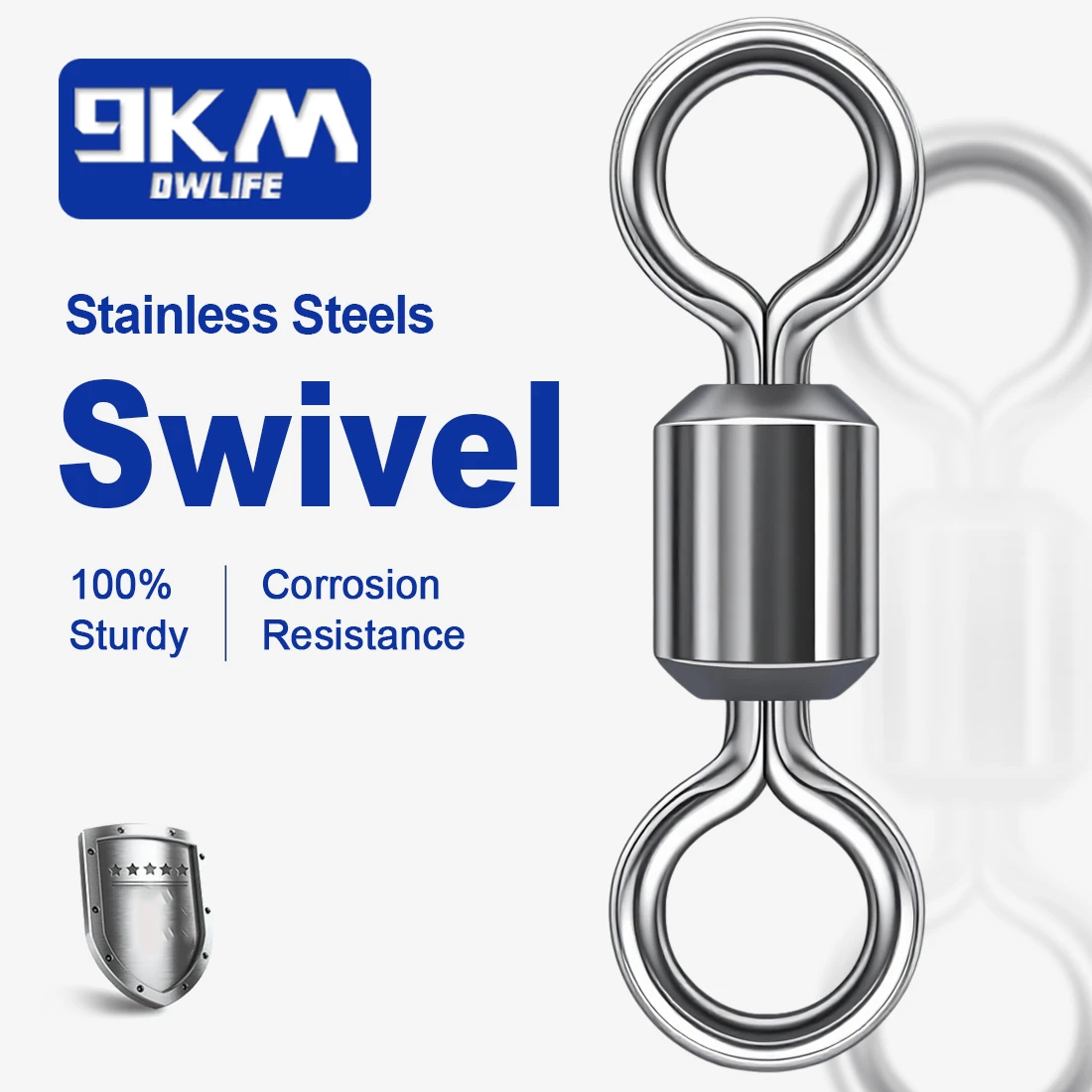 Conector de sedal de pesca giratorio plateado, 25 ~ 50 Uds., 100% de acero inoxidable