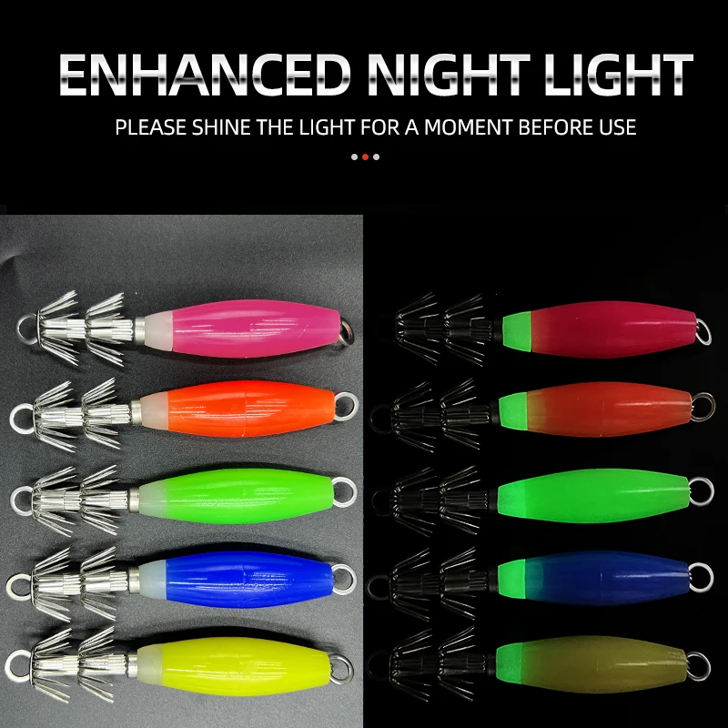 Juego de funda protectora, accesorios de señuelo de calamar y pulpo fluorescente de alta calidad, anzuelo de pesca, anzuelo de explosión - imagen 4