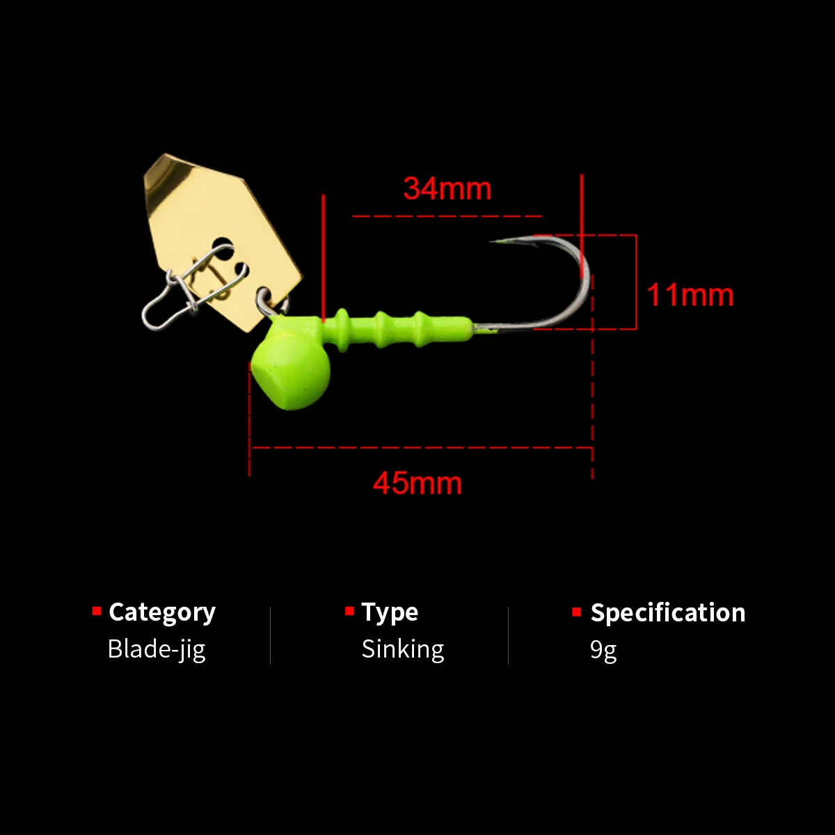 5 uds/pkt anzuelo con cabeza de anzuelo con spinner 9g anzuelo de señuelo DIY anzuelo de señuelo suave Spinner para gusano suave Wobbler señuelo aparejos de pesca - imagen 2