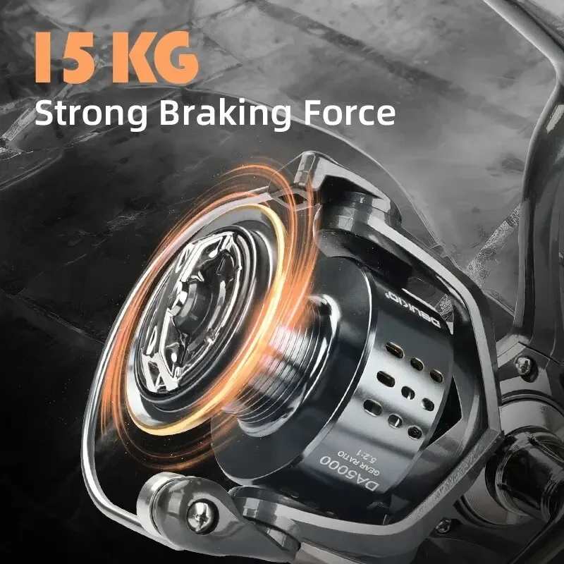 Carrete de pesca giratorio serie 2000-7000, rueda giratoria ultraligera de arrastre máximo de 15KG para Surfcasting para lubina, Lucio, agua salada y dulce - imagen 4