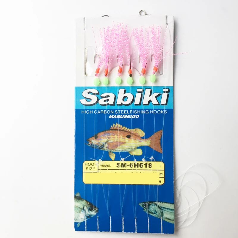 8 paquetes/lote, cinta de color pequeño, aparejos de señuelo Sabiki, plantillas de cebo, señuelo suave, anzuelo de cuerda falso desgastado, Señuelos de Pesca - imagen 2