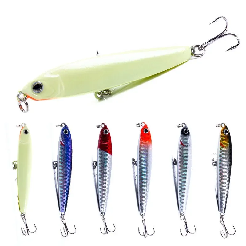 Señuelos de Pesca con lápiz que se hunden, 75mm, 10g, ojos 3D, Wobblers de Pesca de agua salada, cebo Artificial para lubina, Swimbait sin labios, cebo de Pesca - imagen 4