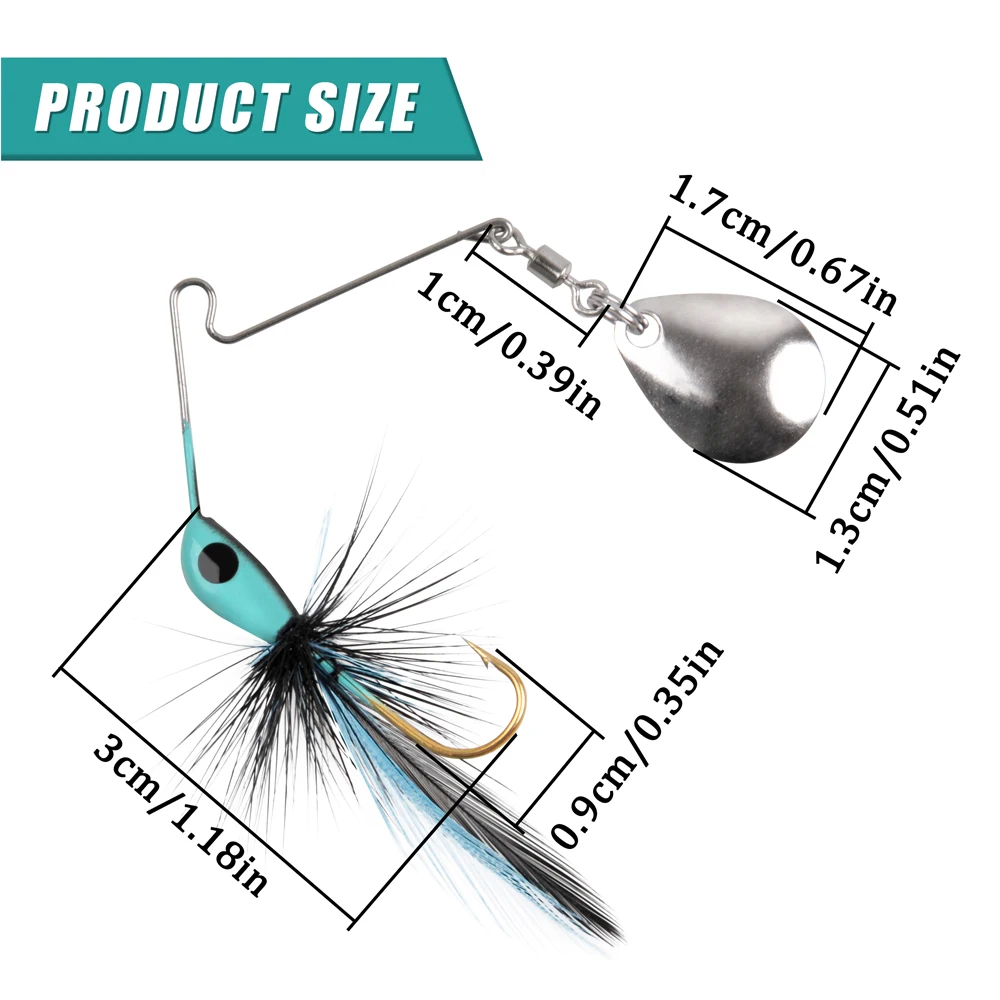 9 uds/18 Uds cebo giratorio pesca de Metal Spinnerbait señuelos para Lucio trucha salmón agua dulce aparejos de pesca Wobbler - imagen 3