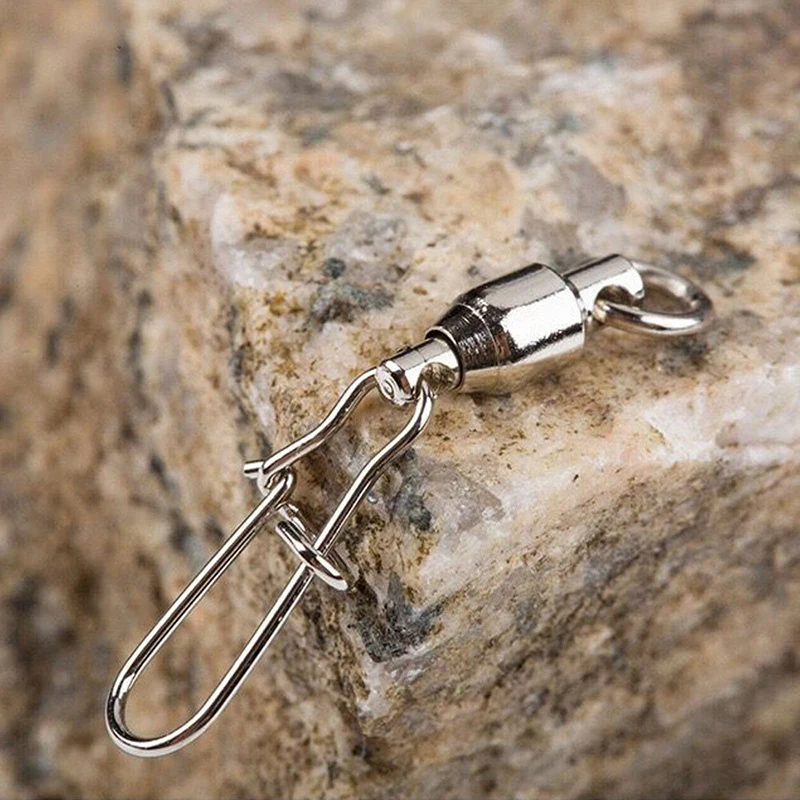 Conector giratorio de pesca de acero inoxidable, aparejos de pesca con enclavamiento, rodamiento de bolas fuerte, 10 unids/lote por paquete - imagen 5
