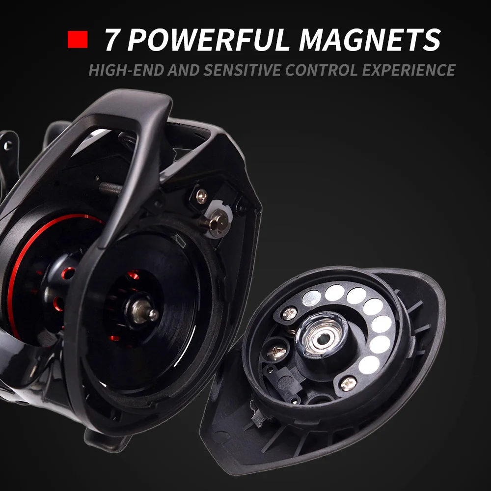 BAKAWA-carrete de pesca BF200, sistema de freno magnético de fundición de cebo, Ratio de engranaje de arrastre máximo de 8KG, rueda de Baitcasting de alta velocidad 7,2: 1, nuevo - imagen 5