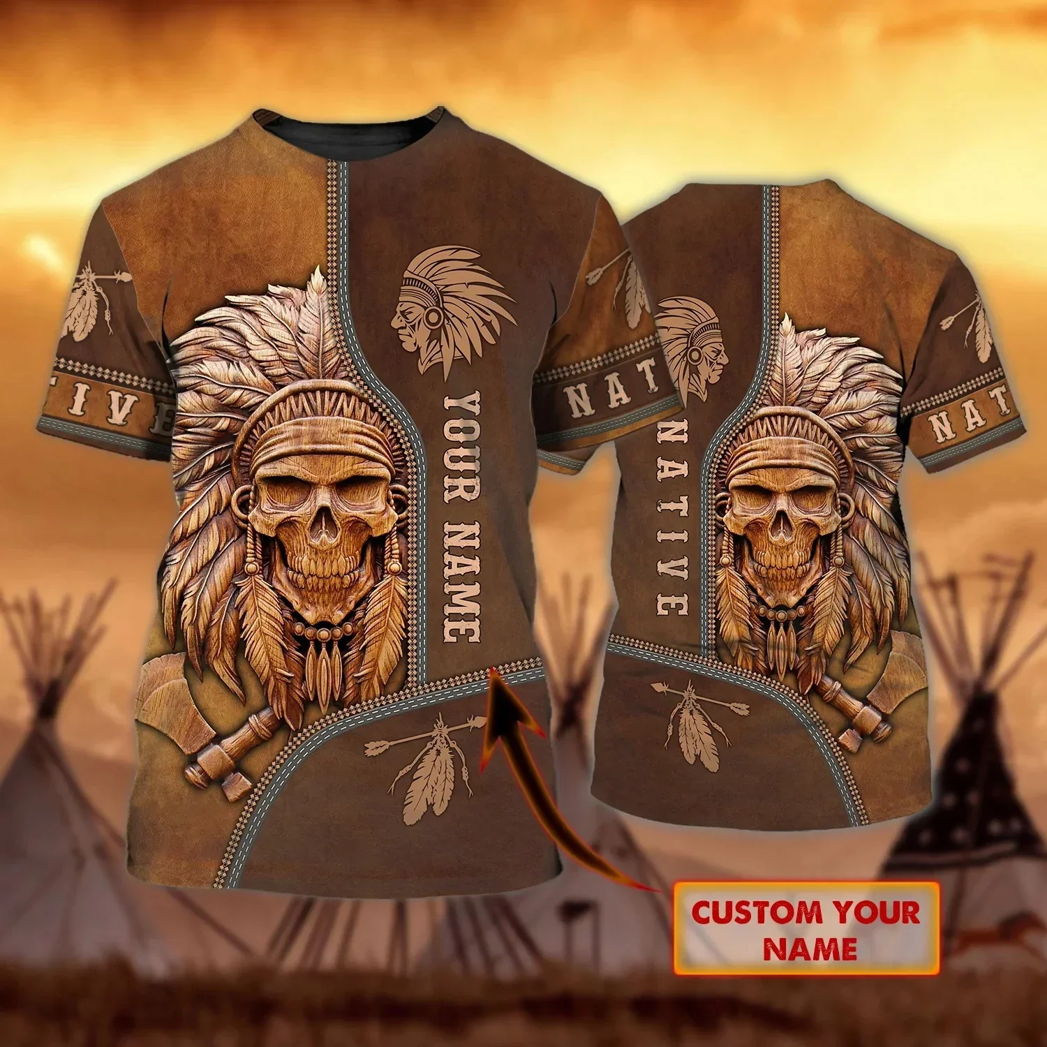 Camiseta personalizada con estampado de lobo nativo en 3D para hombre, camiseta a la moda con estampado completo, camiseta informal de calle Unisex de estilo veraniego TX286 - imagen 4