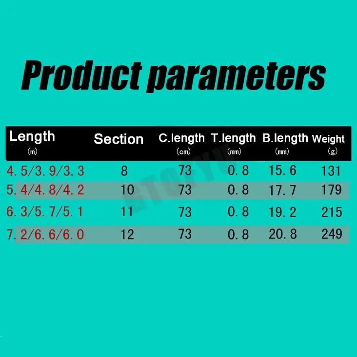Caña de pescar superligera de carbono de alta calidad, poste de flujo con mango telescópico de fibra posicionable, 3,6 M, 5,4 M, 7,2 M, 8,1 M - imagen 5