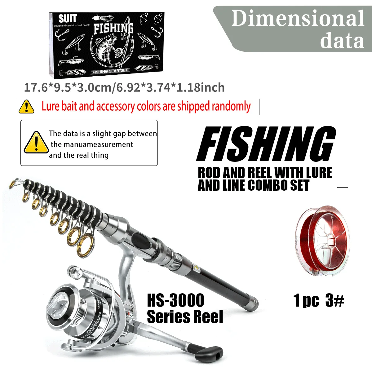 Juego de caña y ruedas de equipo de pesca, caña de pescar de mar Luya de tiro lejano y carrete, caña giratoria telescópica combinada - imagen 5