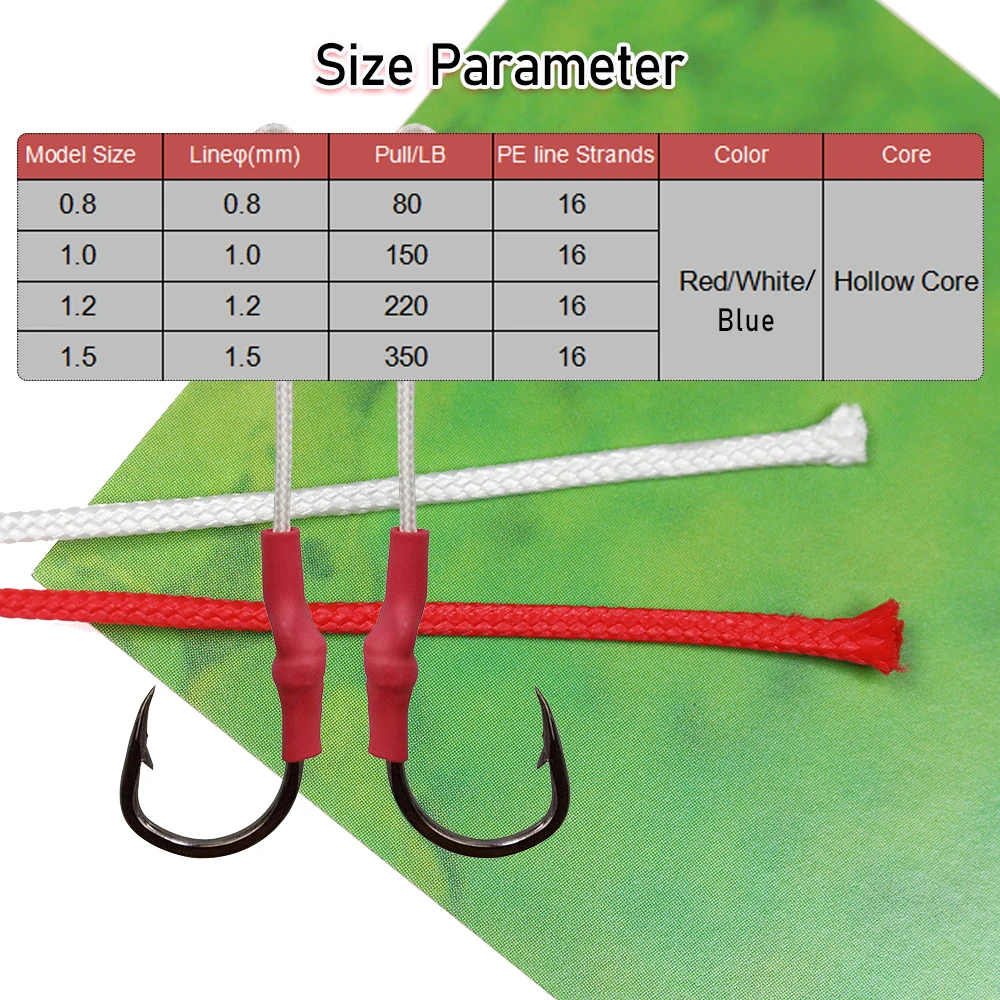 Lionriver, 10 metros, 8/16 hebras, línea trenzada de PE, aparejo de pesca en agua salada, cuerda de unión de ayuda de núcleo hueco para anzuelo de Jigging - imagen 5