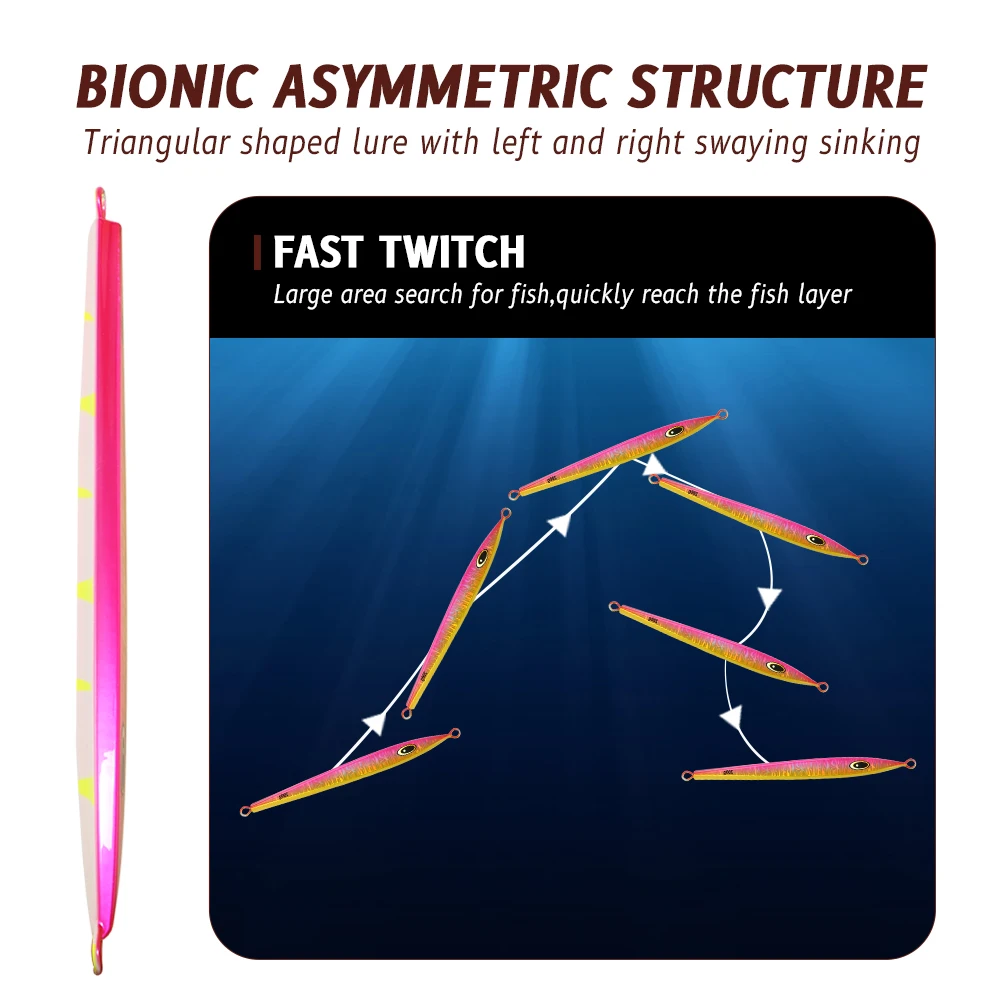 TOLU nuevo plantilla de Metal de hundimiento rápido 130g150g180g200g250g300g400g plantillas de caída de hundimiento rápido de fundición larga señuelo de pesca de aguas profundas de agua salada - imagen 4