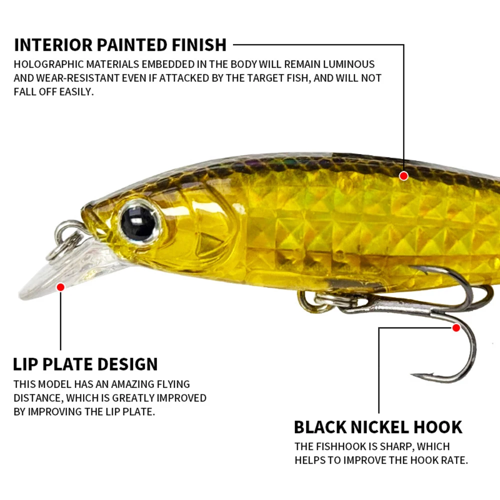 Señuelos de pesca flotantes, 8cm, 9,2g, Wobbler, fundición larga, láser, cebo duro Artificial, Jerkbait, accesorios de pesca, lubina MN613 - imagen 5