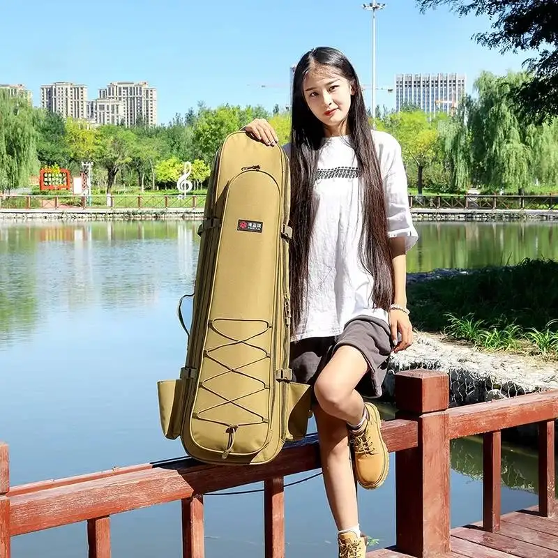 Bolsa de caña de pescar de 100/120cm, mochila para equipo de señuelo de pesca, doble capa, herramienta de pesca de hombro al aire libre, bolso de almacenamiento táctico grande - imagen 2