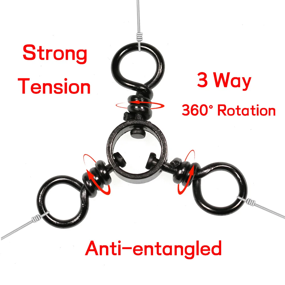 Elllv-barril de pesca de 3 vías, anzuelos triples, accesorio de conector, 10 unids/bolsa #8-3/0 - imagen 3