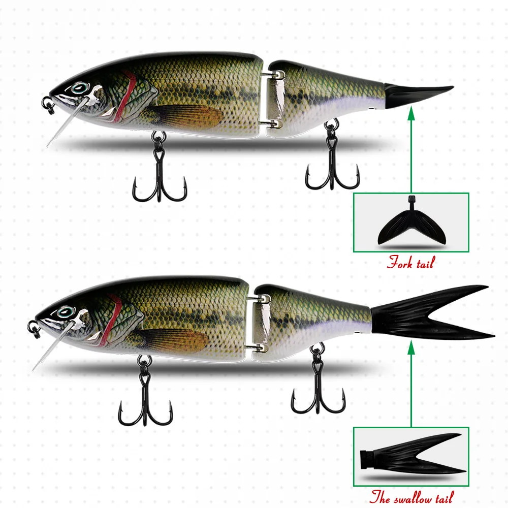 CF-señuelo articulado de cola suave de PVC, 135mm, 165mm, 185mm, 220mm, swimbait, cola de Golondrina, cola de horquilla - imagen 4