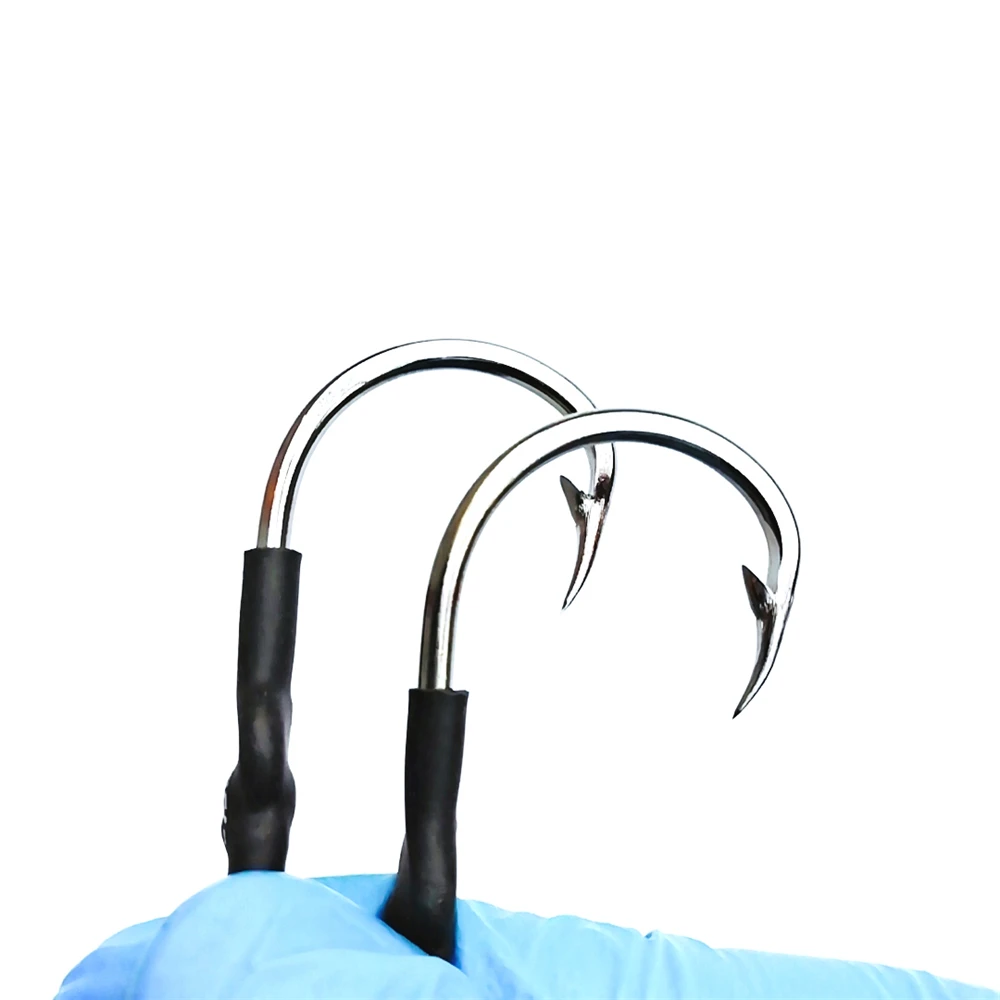 Anzuelo de pesca igging, anzuelos dobles de acero inoxidable con línea trenzada, anillo sólido, accesorios para aparejos de pesca, anzuelos de agua salada - imagen 5