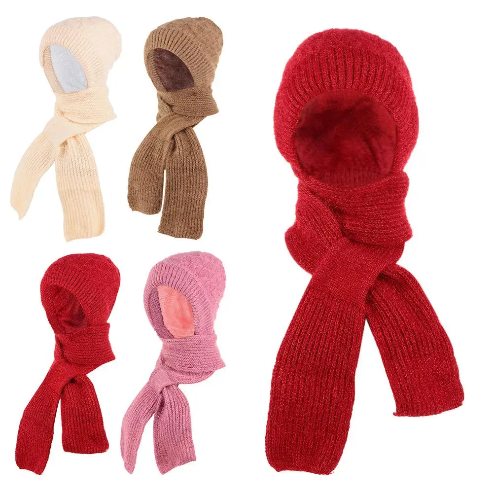 Gorro a prueba de viento a la moda, bufanda gruesa, gorro cálido para invierno, conjunto de bufanda, calentador de cuello, gorro con protección para los oídos integrado para mujer