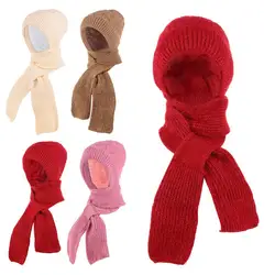 Gorro a prueba de viento a la moda, bufanda gruesa, gorro cálido para invierno, conjunto de bufanda, calentador de cuello, gorro con protección para los oídos integrado para mujer