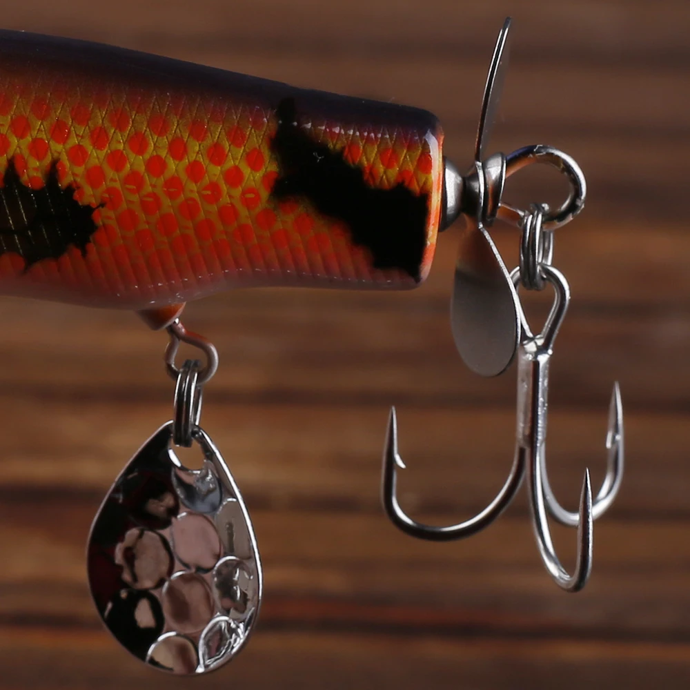 CCLTBA-cebos duros Popper, 8cm, 13,5g, Señuelos de Pesca Topwater, Wobble, sonajero, cuchara, señuelo Artificial para pesca de lubinas, aparejos Popper - imagen 4