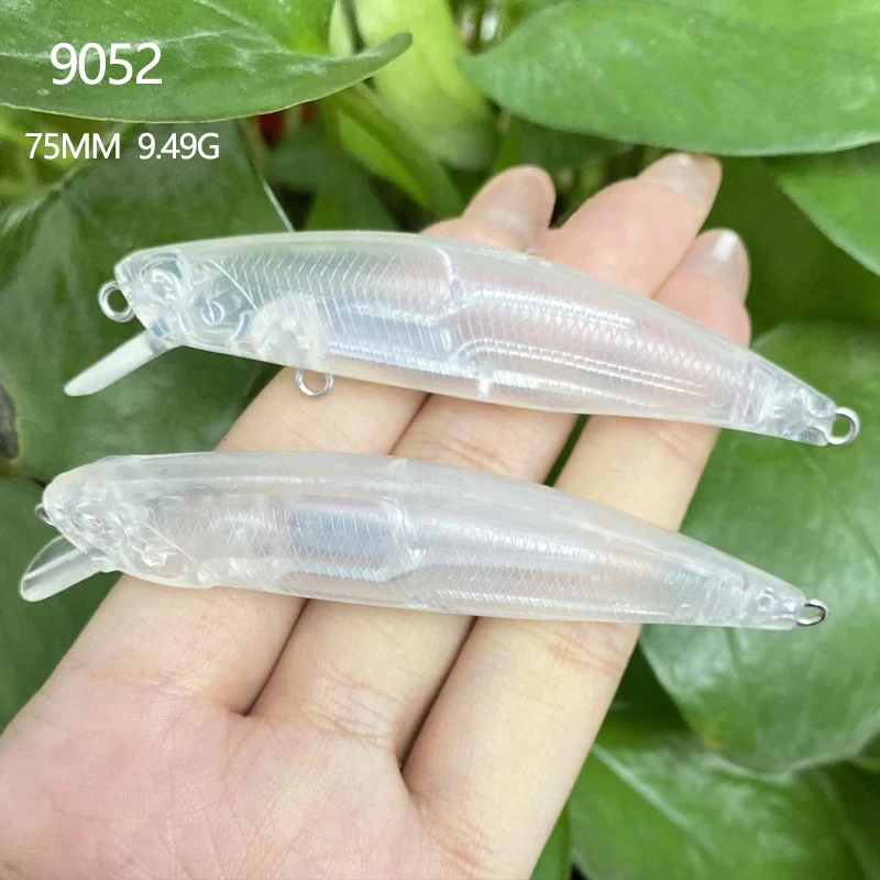 20 piezas cebo de pececillo en blanco sin pintar, 75mm, 9,4g, señuelo de pesca que se hunde, Swimbait de fundición larga, Wobblers para trucha, carpa, cebo Artificial