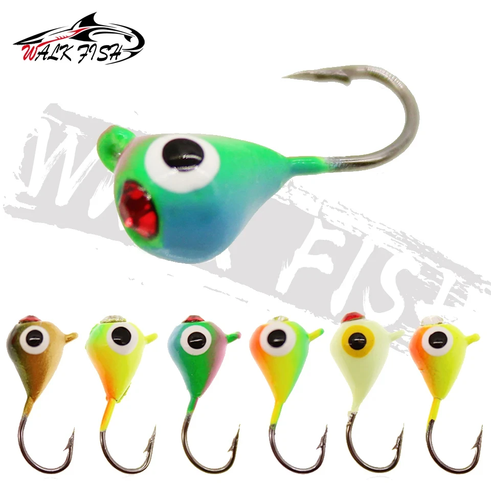 WALK FISH 6 uds/1 Juego 15mm 1,1g 6 colores anzuelo de pesca en hielo anzuelo de plomo señuelo cebo de Metal Mini anzuelo de pesca en hielo desequilibrado cebo biónico - imagen 2