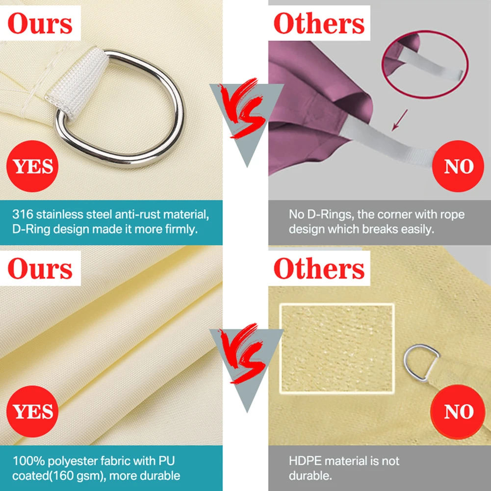 2/3/3,6 M impermeable refugio solar cuadrilátero protección al aire libre dosel jardín Patio piscina sombra vela toldo sombra tela - imagen 4