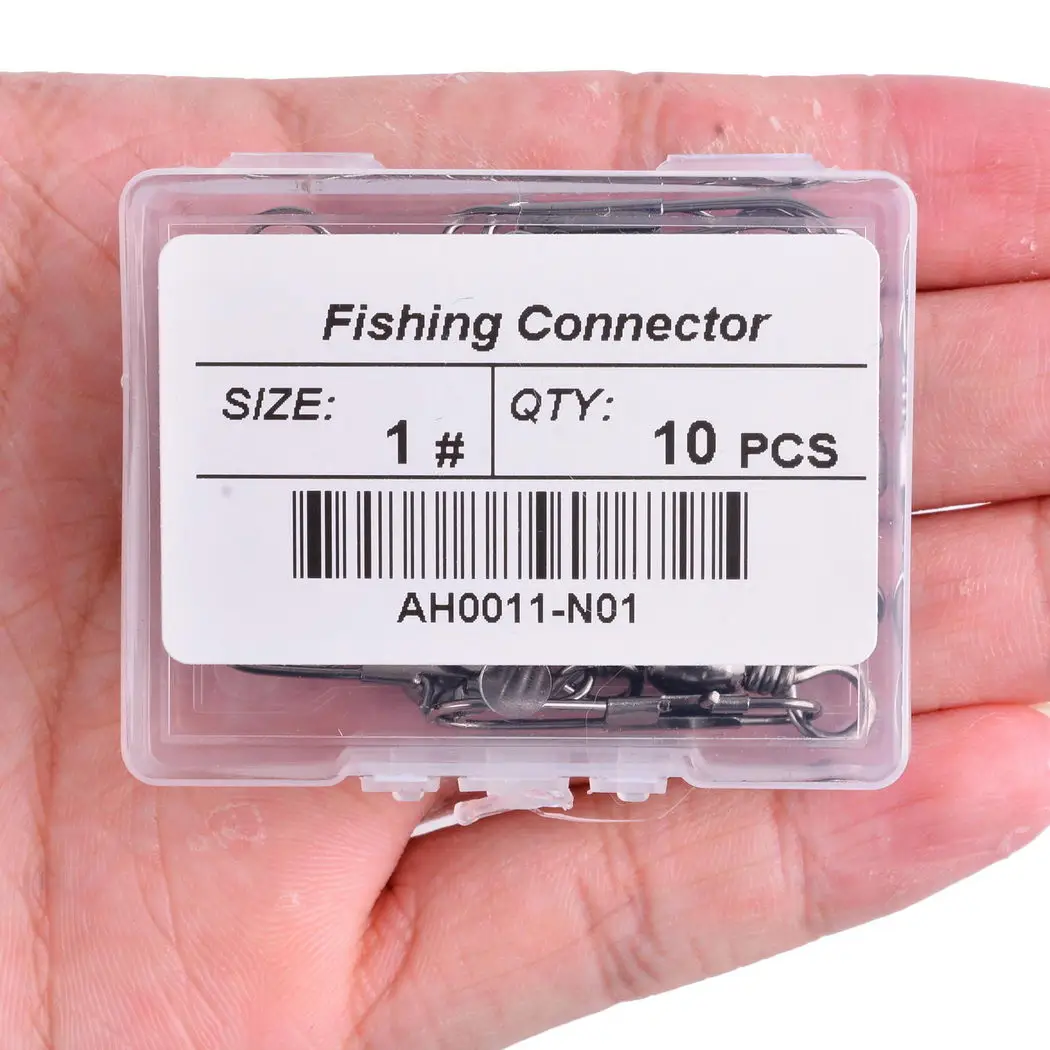 Caja de 10 piezas/caja de eslabones giratorios de pesca, Conector de pez giratorio, rodamiento de Pin, broche de pesca de carpa, señuelo, caja de accesorios de aparejos, 3/0-14 # - imagen 5